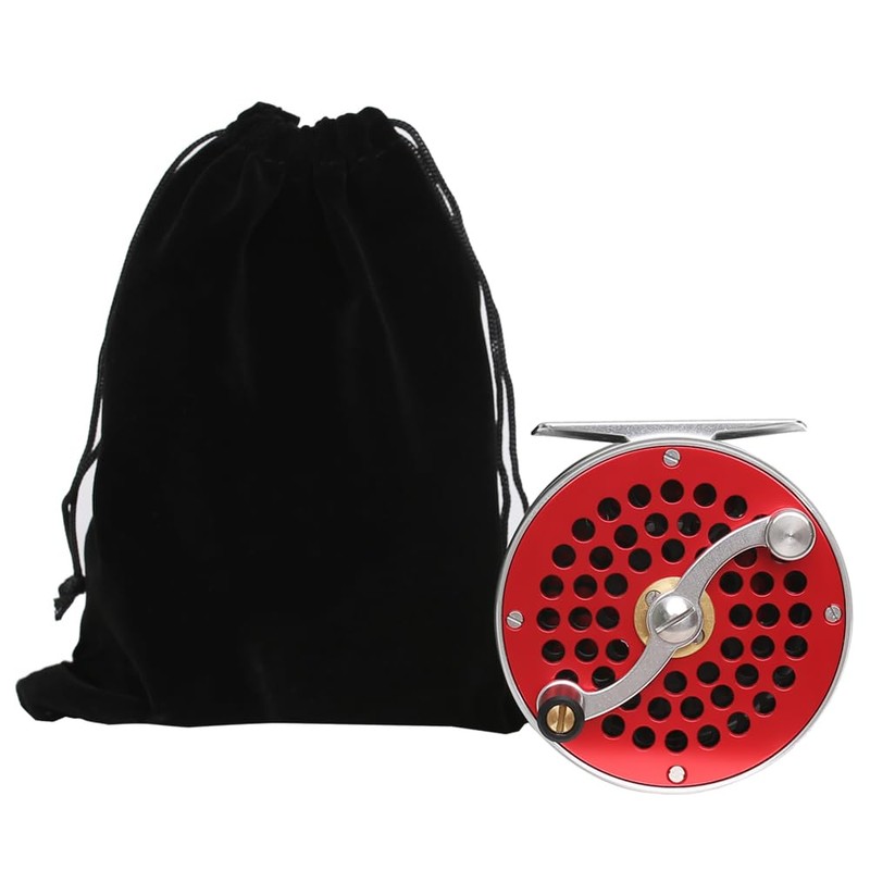 Vintage Classic Fly Fishing Reel,Right/Left Handle Position, Fly Reel (Red,