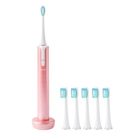 Soniclean Lux Sonic Toothbrush for Adults with 6 Toothbrush Heads, Rechargeable, Automatic, Sonic with Refills, Rose Gold