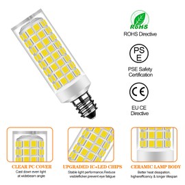 HUIMEIJIA E11 led Bulb 75W Equivalent Halogen Replacement Lights Mini Candelabra Base AC110-130V 75t4q/ev/mc T4 /T3 JD E11 360° Flicker-Free 700LM Non-dimmable Daylight White 6000K 2Pack
