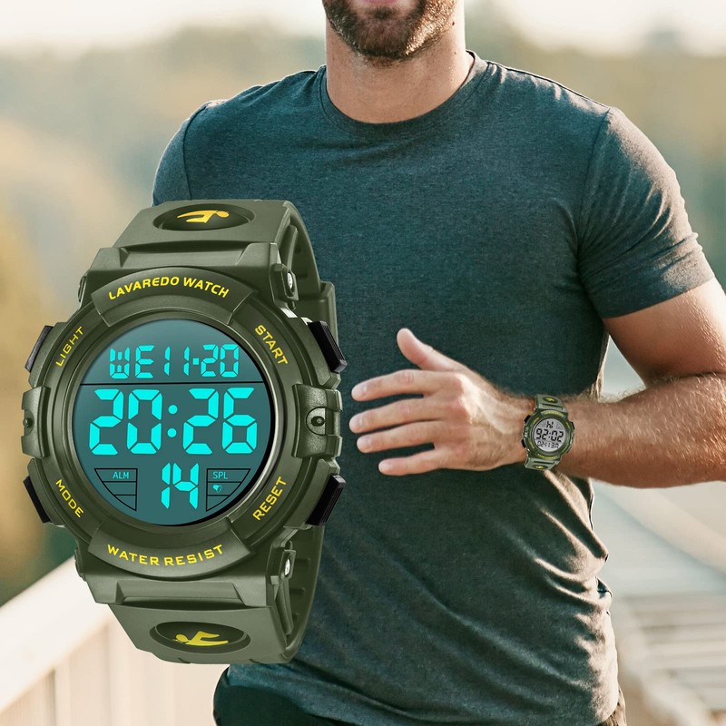 Wristwatch Men's Digital Sports Multifunction LED Display Outdoor Wristwatch, 03-black,