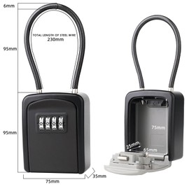 1 Piece Key Safe, Portable Key Box, Combination Key Protection Box, Hanging Key Box, Key Lock Box, Key Security Box (Black)