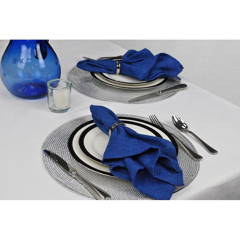 DII Woven Placemats Collection Metallic Round Placemat Set, 15", Silver,