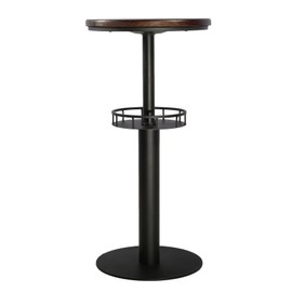 Diwhy Industrial Pub Table 19.7" Round Desktop 40.7" Height Black Cast Iron Bar Table Two Layer