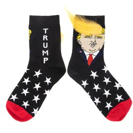 Dohia Trump Socks with Hair Trump Socks Trump 2024 Novelty Trump Merchandise More Funny Gifts D4-TLPMFW (US, Alpha, One Size, Regular, Regular, Standard, star)