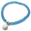 Bright Blue Frosted Glass Bead Bracelet with Silver Plated Sea