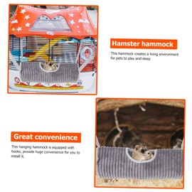 BUGUUYO 1pc Ferret Hammock for Small Animals Grey Hanging Nest Sleeping Bed for Hamsters Mice Guinea Pigs Practical Cage Accessory Strong Hooks for Play Rest