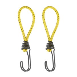 HARFINGTON 2Pcs Bungee Cord with Hooks 6.3" Rubber Small Bungee Cords Heavy Duty Tie Down Straps with Metal Hooks for Outdoor Camping Straps, Yellow