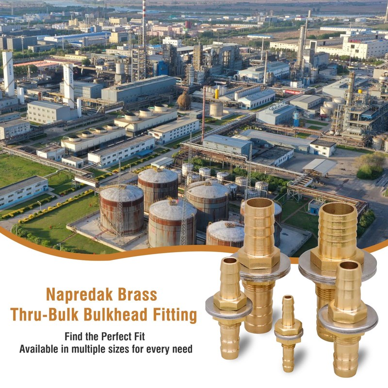 Napredak 1/2 inch Brass Hose Barb Bulkhead Fitting for Water