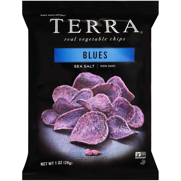Terra Vegetable Chips, Blues Chips with Sea Salt, 1 Oz (Pack of 24)