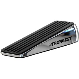 Strongest Home Heavy Duty Door Stopper Wedge 1 Pack Chrome – Non-Slip Rubber & Zinc Metal Door Stop for Heavy Doors with Wall Protectors