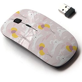 2.4G Wireless Mouse with Cute Pattern Design for All Laptops and Desktops with Nano Receiver - Colorful Bunnies air