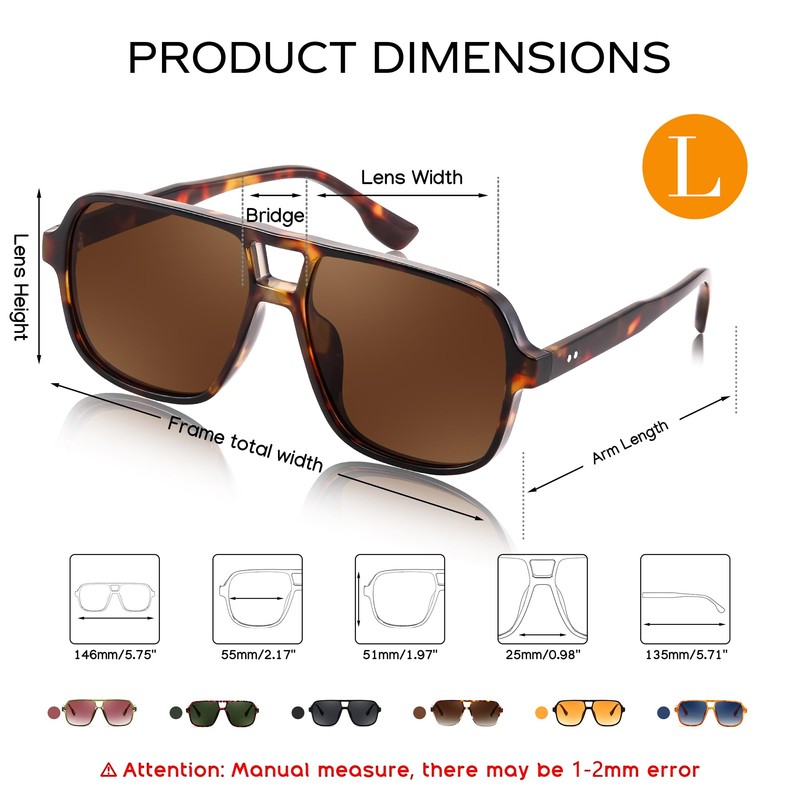 FEISEDY Retro Square Aviator Sunglasses Women Men 70s Vintage Trendy