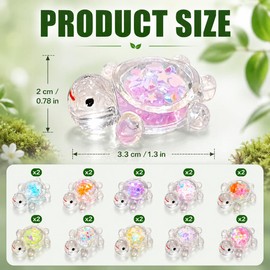 ElvenJoy 20Pcs Mini Turtles with Glitter and Glow Effect, Transparent Resin Animals for Fairy Garden, Aquarium and DIY Craft Decor, Assorted Colours