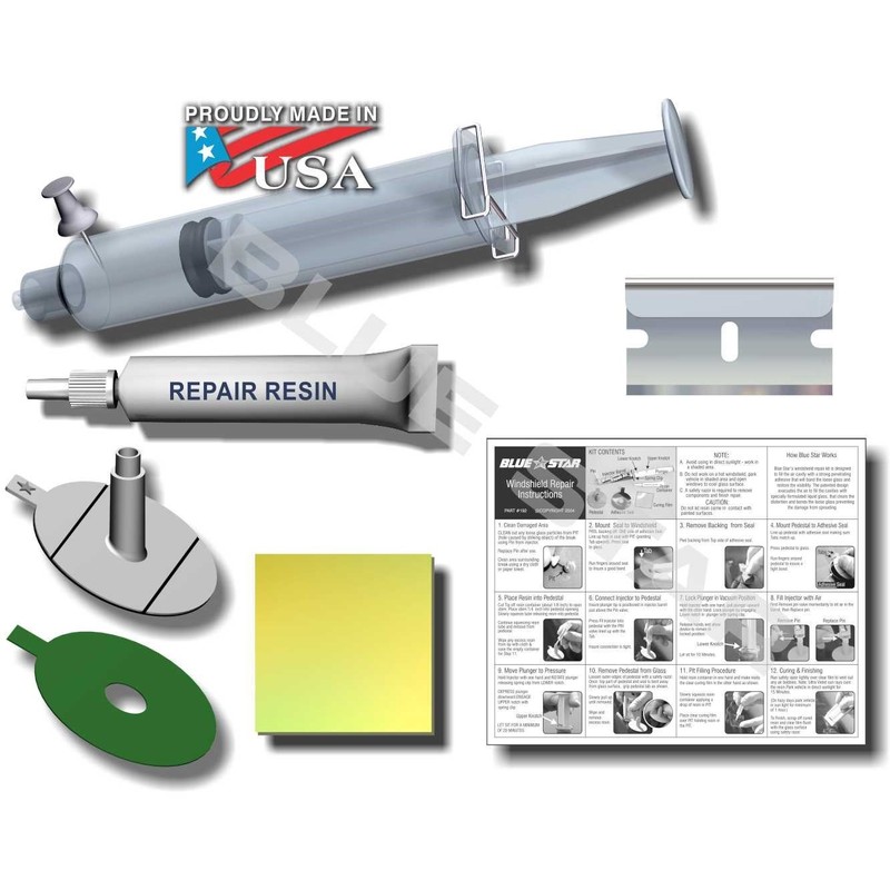 BLUE STAR (2PACK) DIY WINDSHIELD GLASS REPAIR KIT STONE DAMAGE