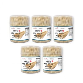 Pingshow40 Clean 1P Toothpick (Round Bamboo Toothpick Cylinder, Birch New Premium 650 Pieces) - 5 Packs