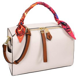 Women's Faux Leather Handbag Cross Body Casual Outgoing Fashion Barrel Bag A890 (White)