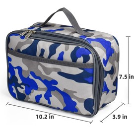 GRKJGytech Insulated Lunch Bag for Men Kids,Portable Leakproof Food Drink Camo Cooler Bag for Boys Girls Pack Lunch Box for Work School Picnic Camping(Camo Blue)