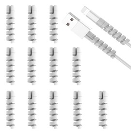 Pagabach Silicone Charger Cord Protector Sleeves Cover Charger Cable Protector for Smart Phones USB Mouse Cable Protector Spiral Flexible Cable Cord Saver for All Cell Phones Data Lines 12PCS (Grey)