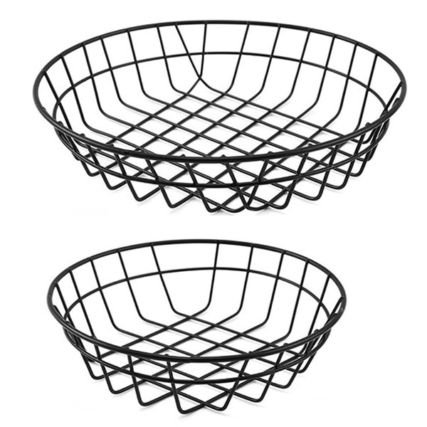 2Pcs Metal Snack Baskets Round French Fries Basket Holder Table