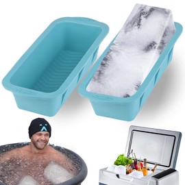 XANGNIER Extra Large Ice Block Mold,2 Pack 4.7lbs Ice Cubes for Cold Plunge or Coolers,Reusable Silicone Ice Molds for Ice Bath Chiller,Big Ice Tray,Nordic Blue