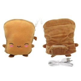 Vicue USB Hand Warmers, Cute Toast Fingerless USB Heating Gloves, Soft Half Wearable 5V USB Powered Heated Hand Warmer Gloves, Gift for Women Girls Children