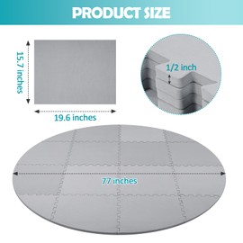 tonchean 1/2" Thicken Hot Tub Pad Foundation,Upgraded Eva Foam Padding 77 Inch Round Hot Tub Mat for Inflatable Tub Outdoor Hot Tubs Non Slip Pool Spa Pad Game Camping Mat (Gray)