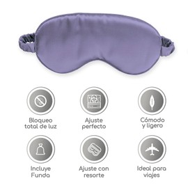 Deppiani Antifaz para dormir. Mascara para dormir con funda. Mascarilla para viaje ideal para Dormir, Viajar y Meditar. Accesorio de viaje. Mascara de ojos. Sleep Mask/Eye Mask. (Lila)