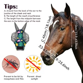 Weewooday 2 Pieces Horse Fly Masks for Horses Soft Fly Masks for Horses with Ears Smooth and Elasticity Fly Mask with UV Protection(Fruit Pattern,M)