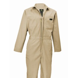 Natural Uniforms Mens Long Sleeve Zip Up Twill Coverall, Stain and Wrinkle Resistant (Khaki, Small)