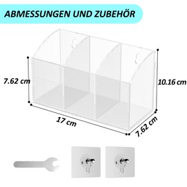Hexsonhoma Acrylic Pen Holder Box 3 Compartments, Clear Pencil Storage Organiser for Desk or Wall, Acrylic Organiser Holder for Pens, Office Desk Accessories, Makeup Brushes