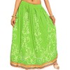 Exotic India Printed Long Skirt with Embellished Patch - Color