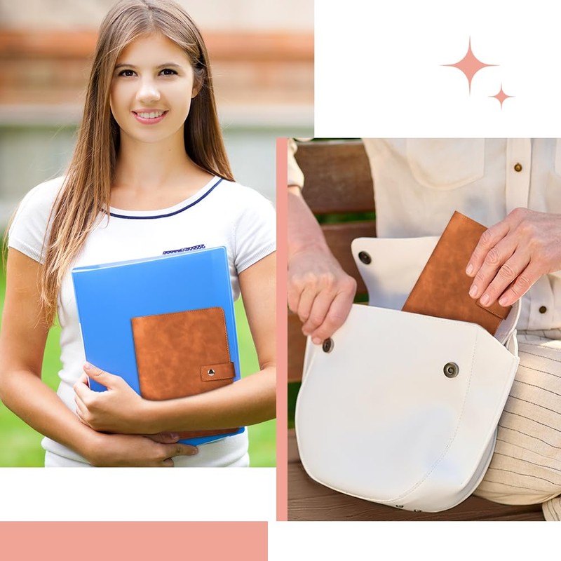 ANOMM A6 Ring Binder Notebook PU Leather Diary, Refillable Notebook
