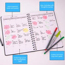 Hardcover Undated Large Monthly Planner 2024-2025 - 18 Month Monthly Calendar Planner Book for School, Office and Home - Simplified Blank Monthly Planners for Goals, Tasks and Dates - B5(6.9" x 9.8") Black