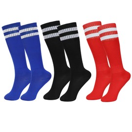 Zzxlw Boys Football Socks Kids Knee High Soccer Sports for Running Training & Matches – Elastic & Comfortable Athletic Team Socks 3 Pairs M 4-8 Years