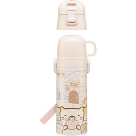 Skater SKDC4-A Children's Stainless Steel Water Bottle, 2-Way Direct Drinking, 16.5 fl oz (470 ml), Cup Drinking, 15.2 fl oz (430 ml), Sumikko Gurashi, Kid-friendly Lightweight Type, For Girls, Hot and Cold Water Bottle, Sports Bottle, Cute, Kids, Childr