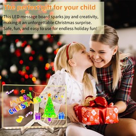 Acrylic Led Dry Erase Board - Creative Rewritable Message Board - Led Color Note Board with Stand - Light up Led Acrylic Message Board as a Glow Memo Board Note with 7 Pen - Free Eraser Easy to Clean