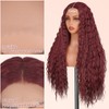 MS.FEEL Long Deep Curly Wig Synthetic Lace Front Wigs Glueless