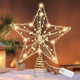 Christmas Tree Top Star, Christmas Tree Topper, Glittering Christmas Decoration LED Christmas Tree Topper, Christmas Tree Topper Glitter for Christmas Tree Decorations Festive Christmas at Home