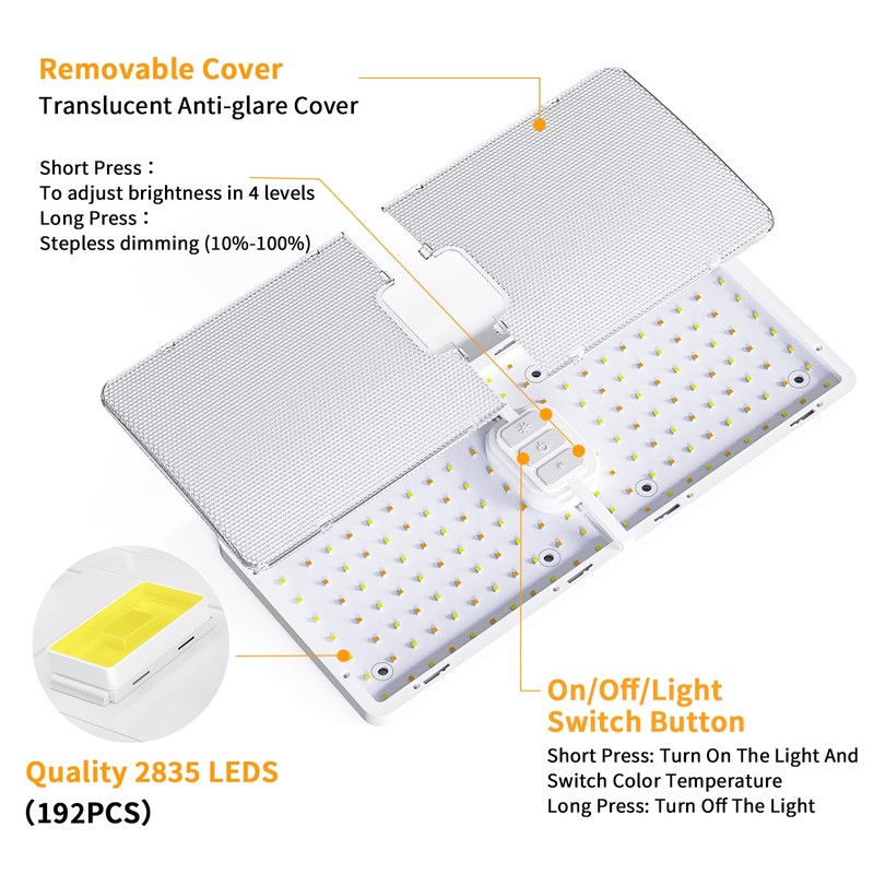 Kriogor Ceiling Lights 12V With Switch, 3 Color Modes, Dimmable