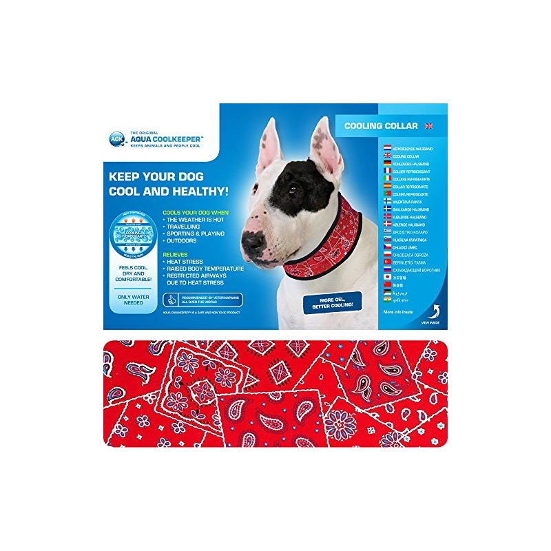 Aqua Coolkeeper Pacific Dog Collar with Fresh Function, Blue, red