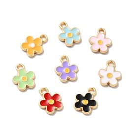 DanLingJewelry 100Pcs Alloy Enamel Flower Charms Mini 5 Petal Floral Charms Blossom Dangle Charms for Jewelry Bracelets Necklaces Making, Non-Precious Metal, No Gemstone