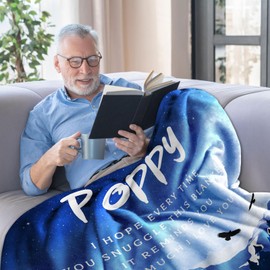 KJACGAD Christmas Poppy Gifts, Poppy Gifts from Grandchildren, Birthday Gifts for Poppy from Granddaughter Grandson, Best Poppy Gifts from Grandkids, Xmas Poppy Gifts Grandpa Throw Blanket 60" x 50"