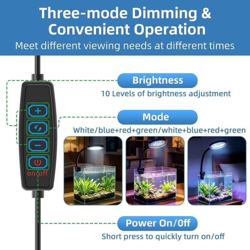 DaToo 6W Aquarium LED Light for 1-5 Gallon Betta Fish
