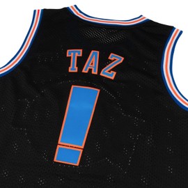 CNALLAR Mens Basketball Jerseys Taz !# Space Movie Shirts (Black, Large)