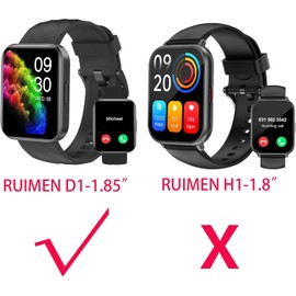 Compatible for RUIMEN Smart Watch Case, Blueshaweu Soft Slim TPU All Around Protective Shell Anti-Scratch Bumper Cover Case Compatible for RUIMEN D1 Smartwatch-1.85 inches (Clear+Clear)