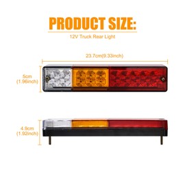 Biqing 2PCS 12V Tail Light 20 LED Trailer Tail Rear Light Turn Signal Reverse Brake Trailer Light for Trailer Truck Lorry Caravan Van Tractor