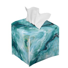 ASQVTIFE Marble Tissue Box Cover Black Soft Tissue Holder Dispenser Green Tissue Box Cover Leather Bathroom Paper Organizer for Desk Paper Napkin Holder Tissue Dispenser for Kitchen Countertops
