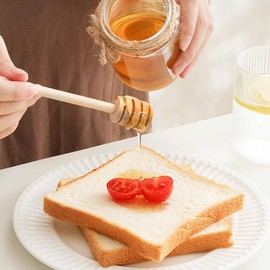 EQLEF Honey Spoons and Honey Sticks, 2Pcs 7.08in Wooden Spoons and 2Pcs 5.9in Honey Dipper Sticks, Wooden Honey Spoons Set for Honey Jar Dispensing and Kitchen Use (2 Spoons+ 2 Sticks)