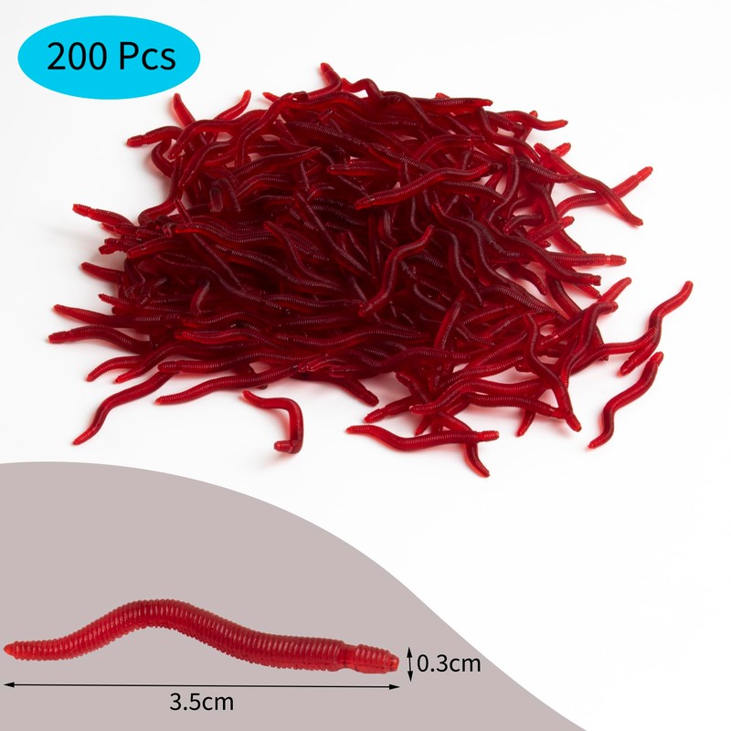 350 Pieces Artificial Bait Worm Earthworms Fishing Bait Box Set,
