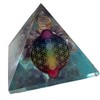 CHONIT Orgonite Pyramid, Chakra Mix Ocean Light Blue with Flower